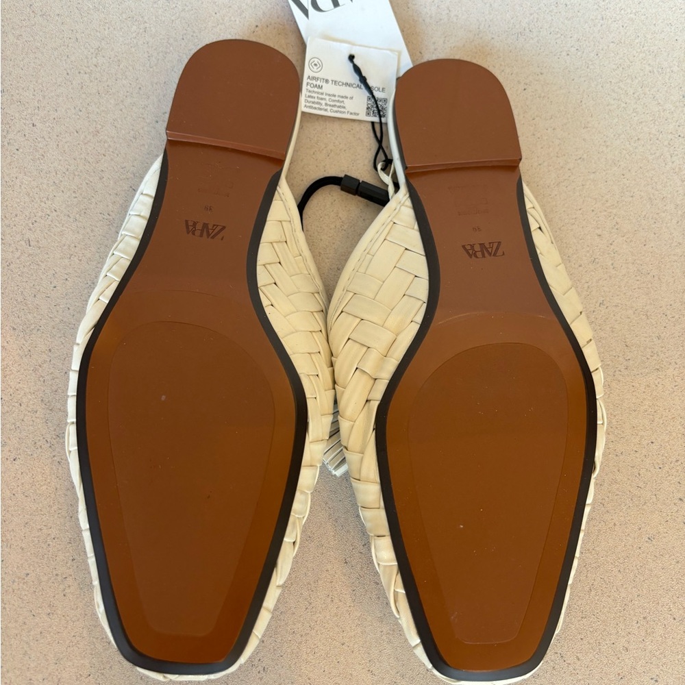 Zara Cream Woven Tassel Mules - Picture 7 of 10
